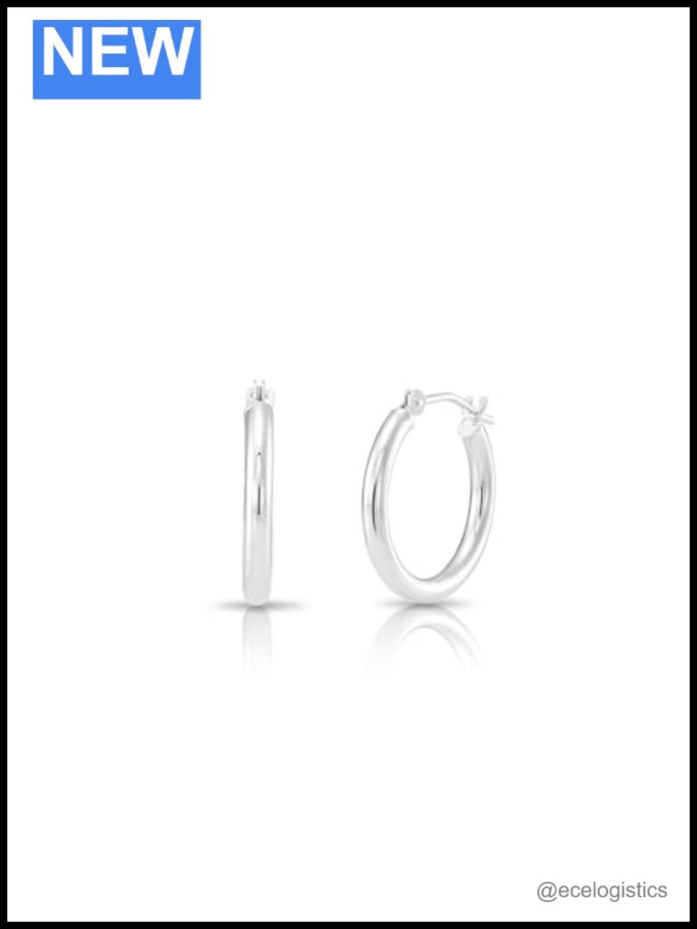 10K White Gold Classic Shiny Polished Round Hoop Earrings 16mm